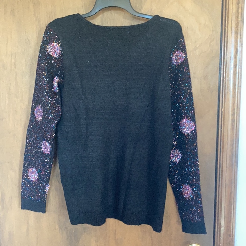 Relisted Apt 9 black multi color metallic accent polka dot sweater Size S - Picture 14 of 16